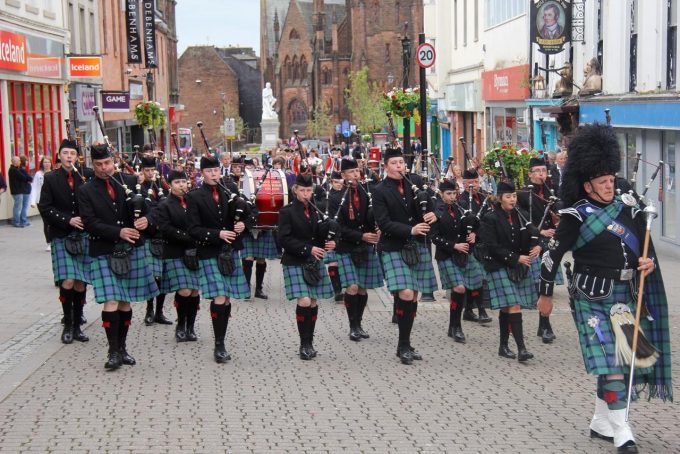 MUSIC . . . Lochmaben Pipe Band performed at the installation
