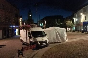 Outcry as traders sleep rough in town centre