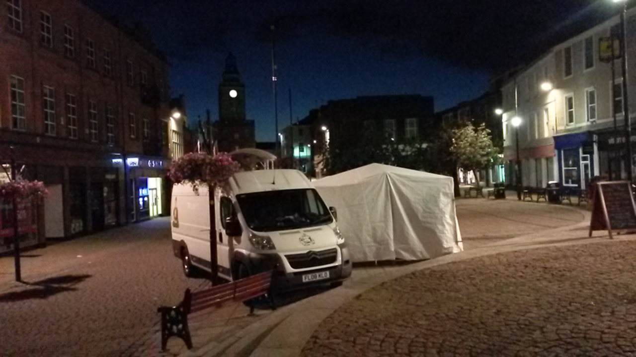 Outcry as traders sleep rough in town centre