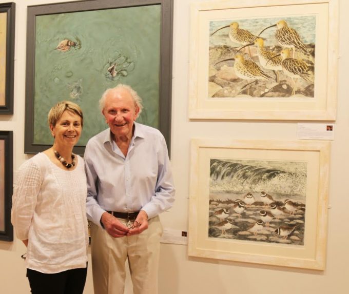 Dr Sally Bulgin with David Shepherd CBE in front of Lisa's picture