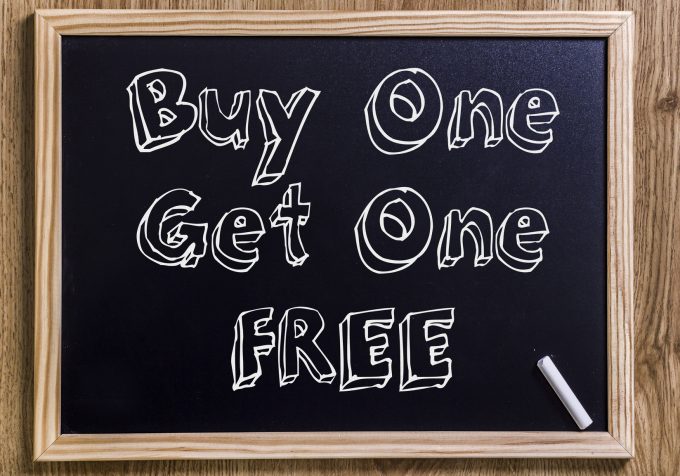 Buy One Get One FREE - New chalkboard with outlined text - on wood
