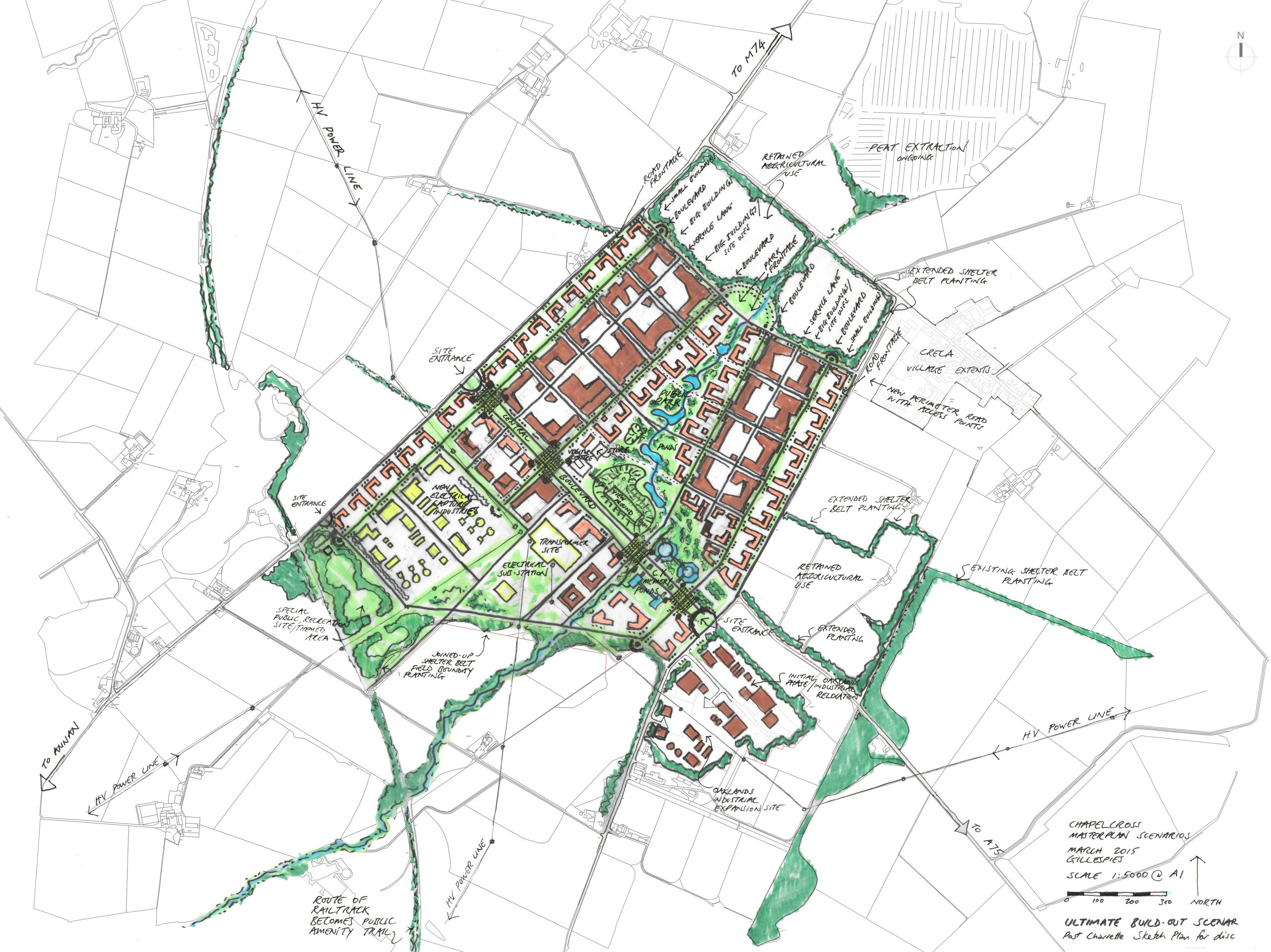Tree lined boulevard plan for n-plant site