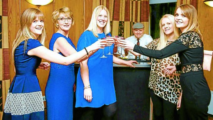 CHEERS . . . Rosemary, second left, with Sarah Stankiewicz, Susan Clark, Ruth Bell and daughter Nicola Dalgliesh