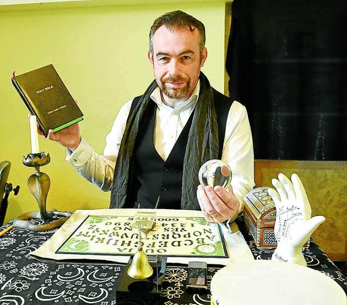 Cameron Murray with his seance equipment