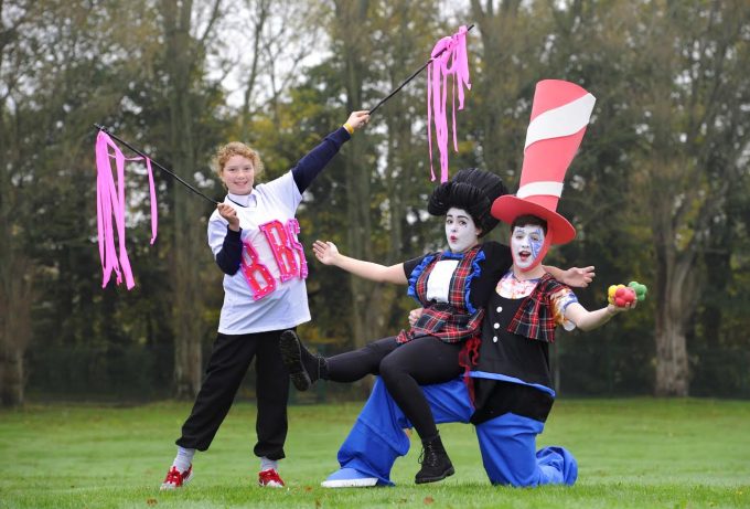 FREE PICTURE: Big Burns Supper 2016 Launch, 05/11/2015:As the line-up for this year's Big Burns Supper festival (in Dumfries, Scotland) is announced - with headliners Jason Byrne, Eddi Reader, The Beat and Black Grape - youngsters from Lochside primary school, Dunfries, get into the carnival mood with festival performers Jack Finlay and Nadia Ali. 2016's programme has strong emphasis on children’s entertainment with the arrival of Celtic Circus, a Spiegeltent show with acrobatic thrills and spills to delight a younger audience. The Robbie Burns themed nine-day festival bursts onto the scene on 22nd January 2016, and features a street carnival around Dumfries on Sunday 24th January 2016. More information from: Matthew Shelley - PR consultant for Big Burns Supper - 07786 704 299 - MJHShelley@hotmail.co.uk Photography for Big Burns Supper from: Colin Hattersley Photography - www.colinhattersley.com - colinhattersley@btinternet.com - 07974 957 388.