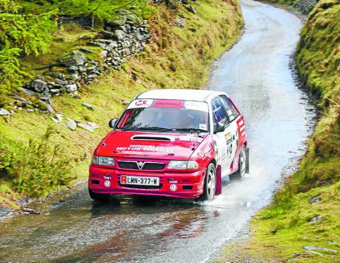 FLAT OUT . . . McKenna and Gribben in action in their Vauxhall Astra