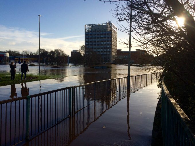 UNDER WATER . . .  the Hardwicke Circus roundabout