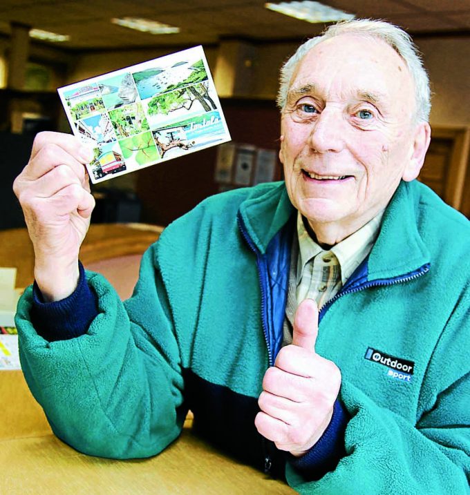  AMAZING . . . Alan Hughes with his postcard