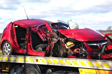 Car and lorry in A75 collision