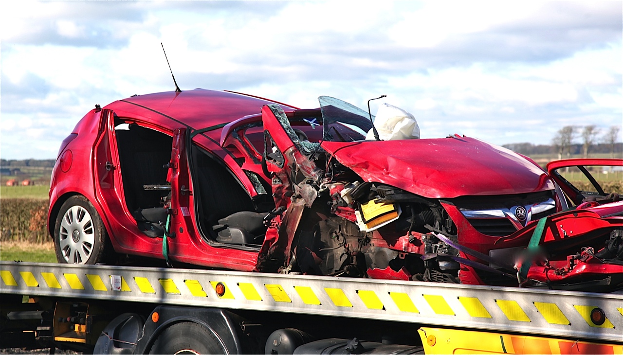 Car and lorry in A75 collision