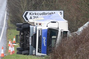 A75 blocked by lorry