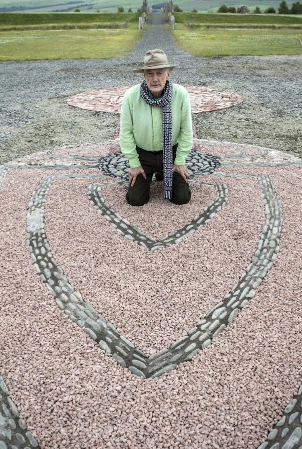 Charles Jencks and his new mosaic. Pic by Kim Ayres