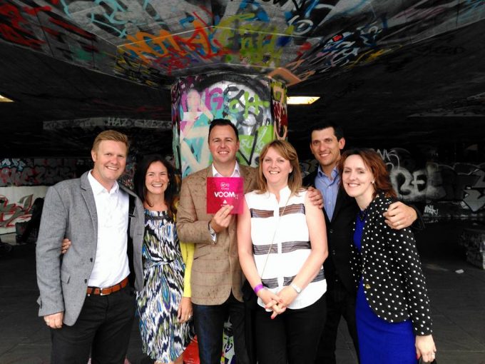 DELIGHTED . . . left to right: Toby and Kate McCartney, Nick and Lynn Burnett and Gordon and Fiona Reid