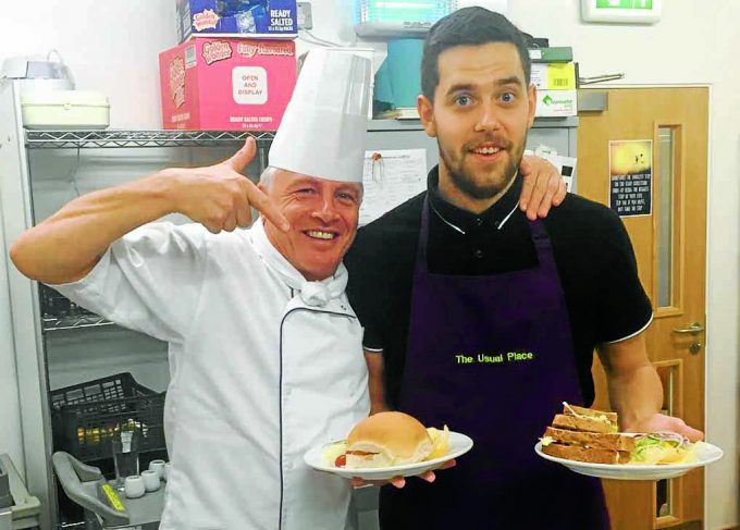 SERVING UP . . . Connor McMillan and chef Tony