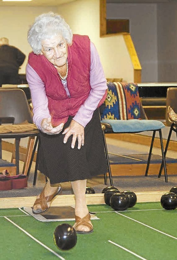 STILL ROLLING . . . 100-year-old Nett Farquarson is still an active member of Marchmount Bowling Club in Dumfries