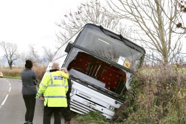 UPDATE: Four taken to hospital after bus accident