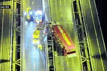 Dumfries lorry blown over