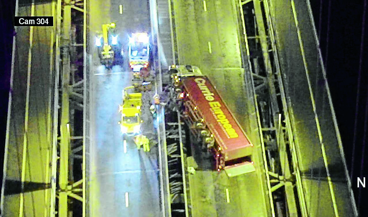 Dumfries lorry blown over