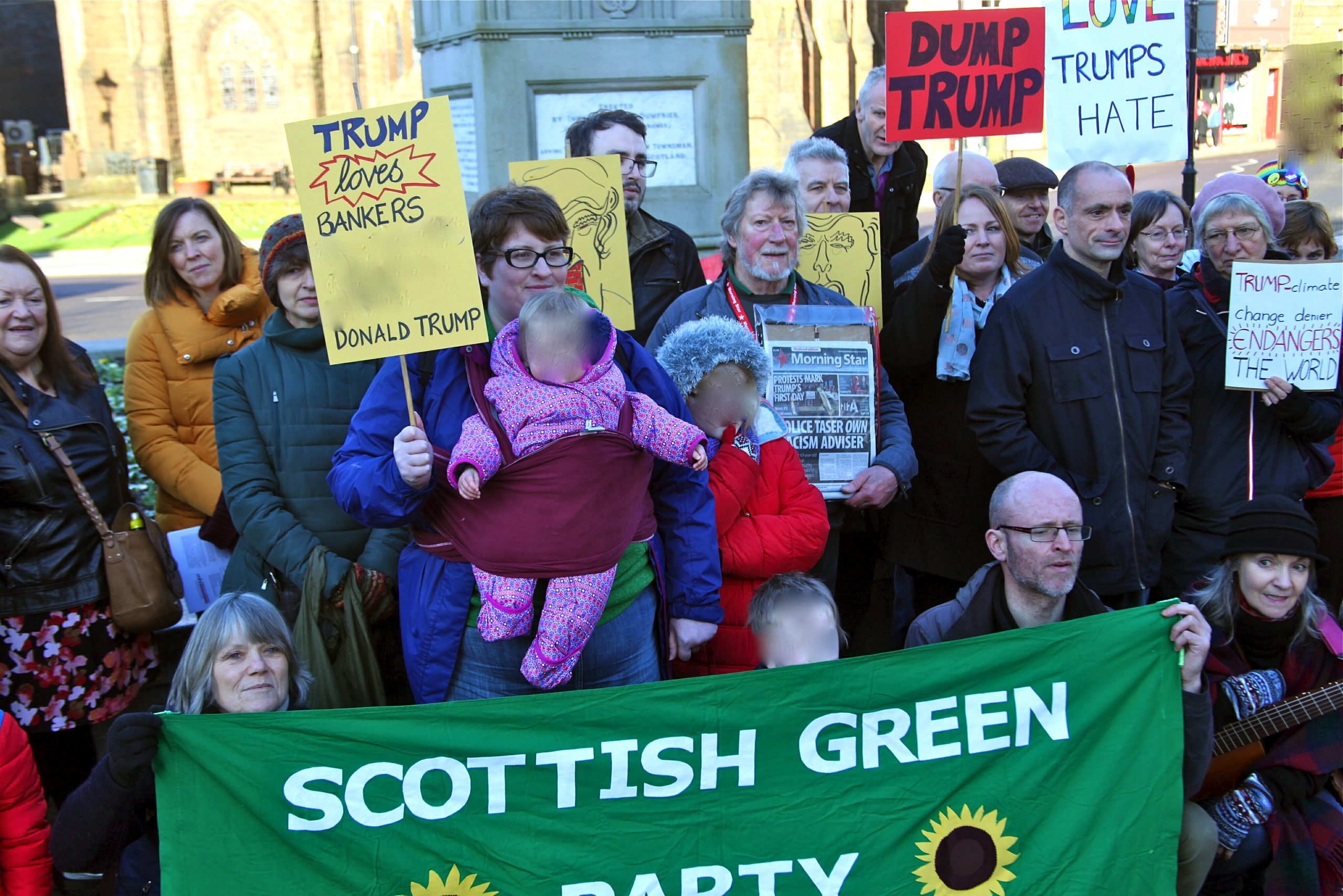 Anti-Trump protest staged in Dumfries town centre