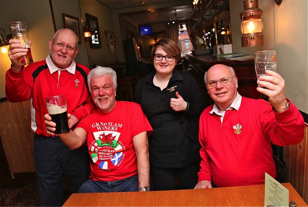 Welsh rugby fans in Scottish pub