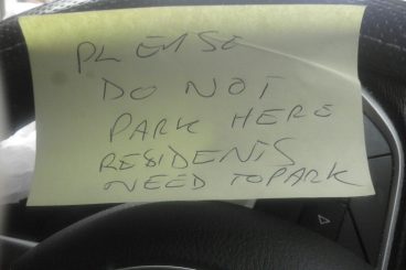 Disabled driver’s anger at no parking note