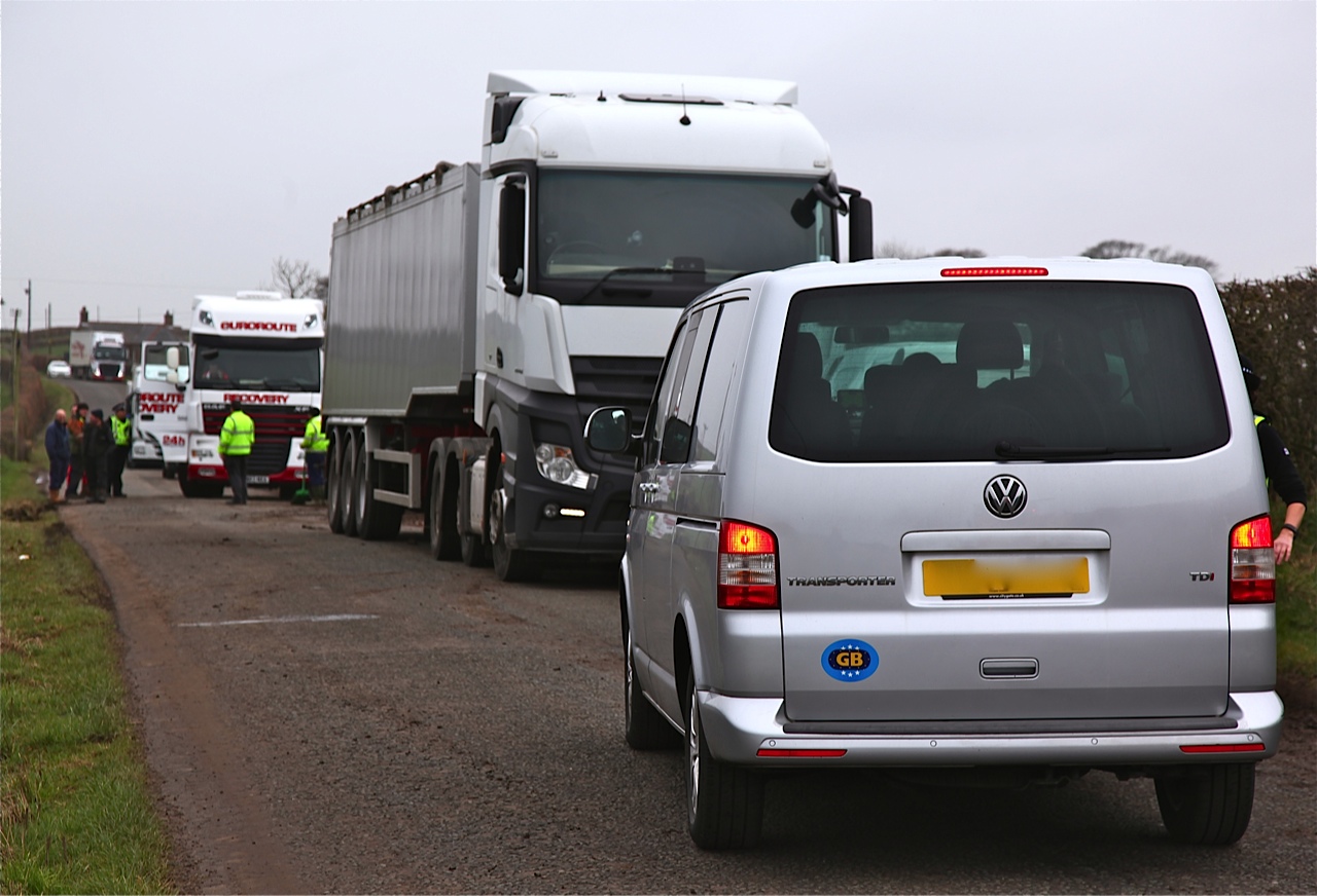 A75 work detour HGVs stranded