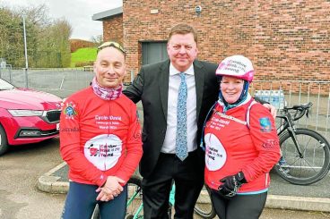 Charity cyclists make schools pitstops